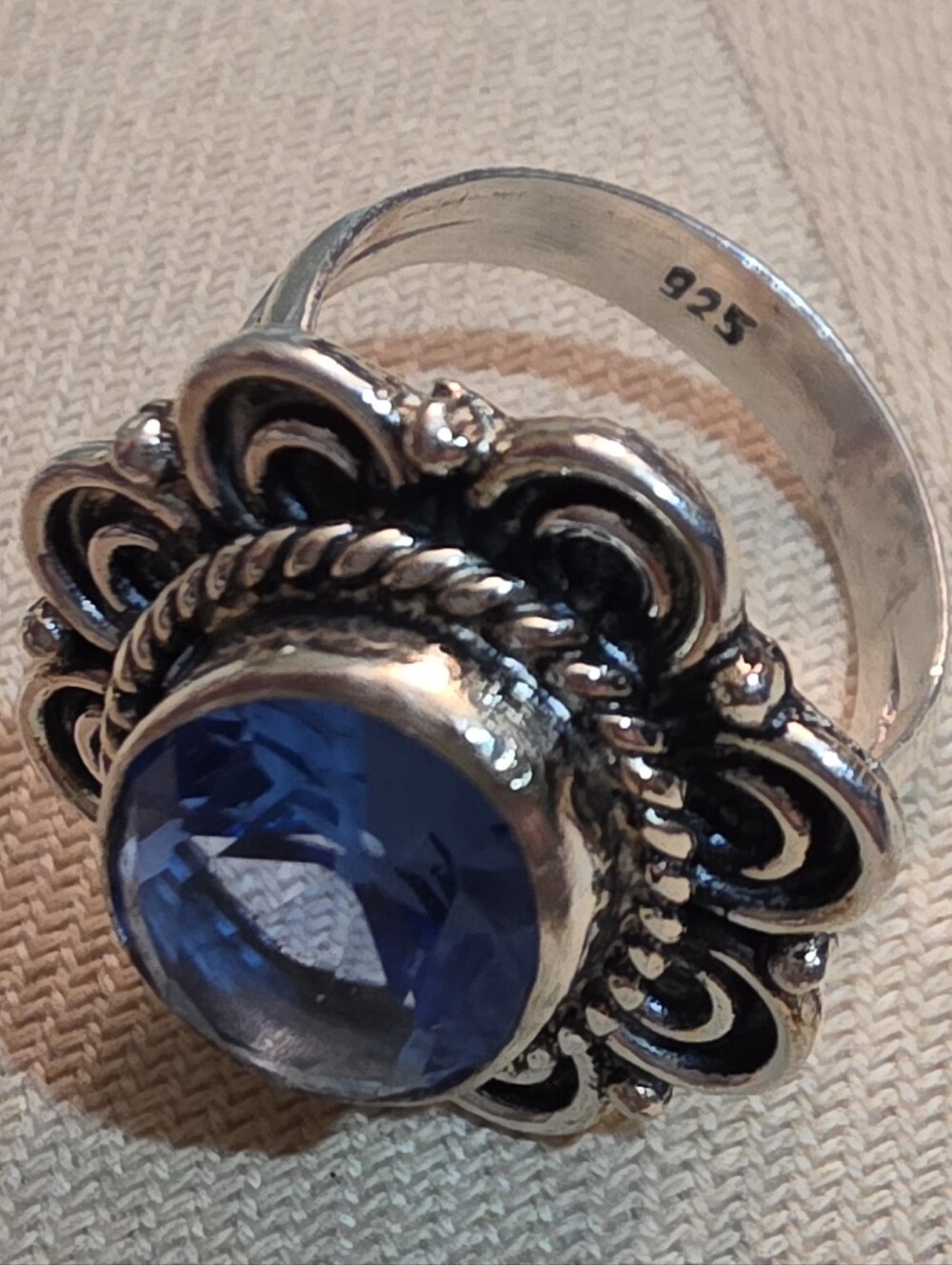 Natural blue topaz, sterling silver 925 ring Size 7.5 Comes with box shown - Picture 4 of 6